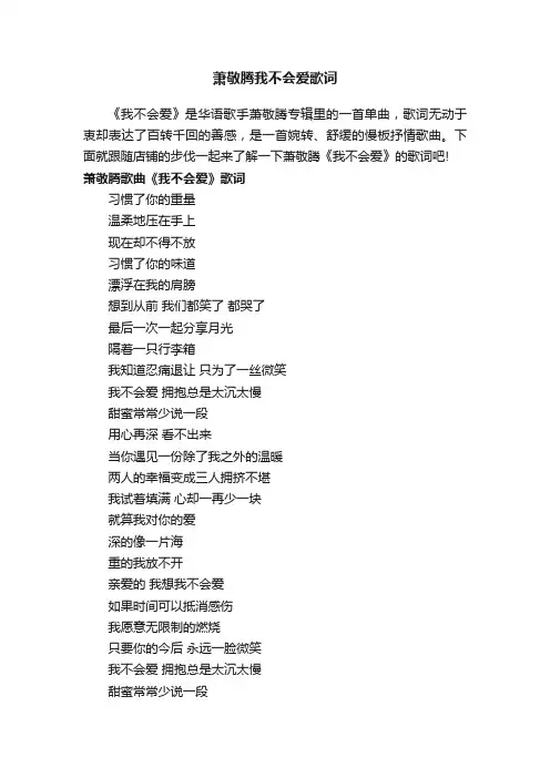 萧敬腾我不会爱歌词