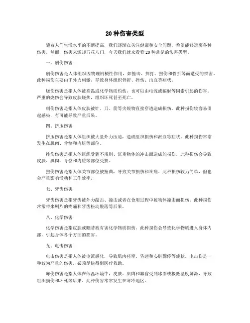 20种伤害类型