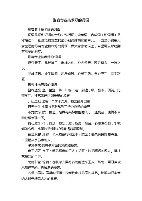 形容专业技术好的词语