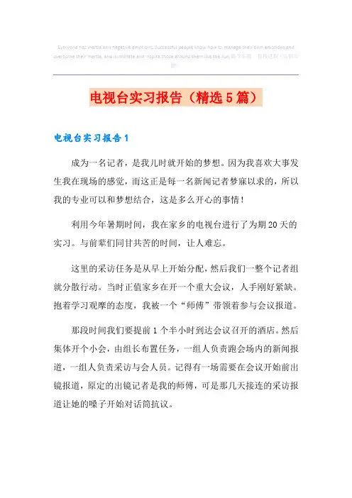 电视台实习报告(精选5篇)