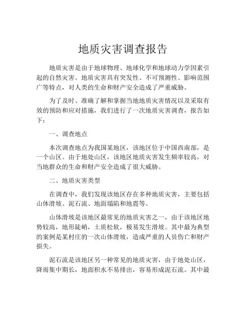 地质灾害调查报告