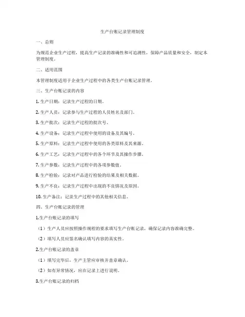 生产台账记录管理制度