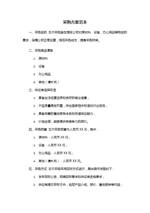 采购方案范本