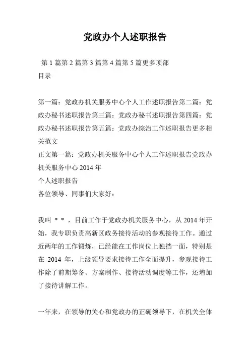 党政办个人述职报告