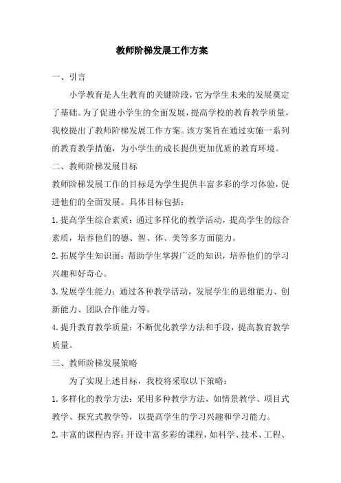 教师阶梯发展工作方案
