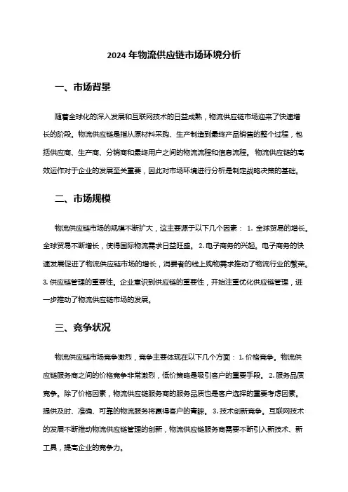 2024年物流供应链市场环境分析