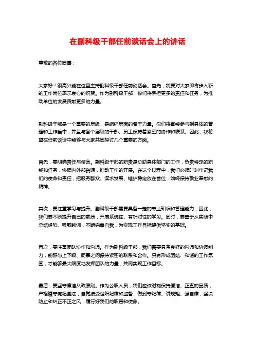 在副科级干部任前谈话会上的讲话