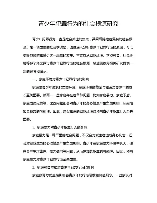 青少年犯罪行为的社会根源研究