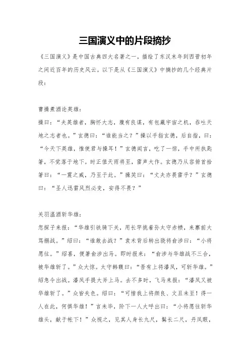 三国演义中的片段摘抄