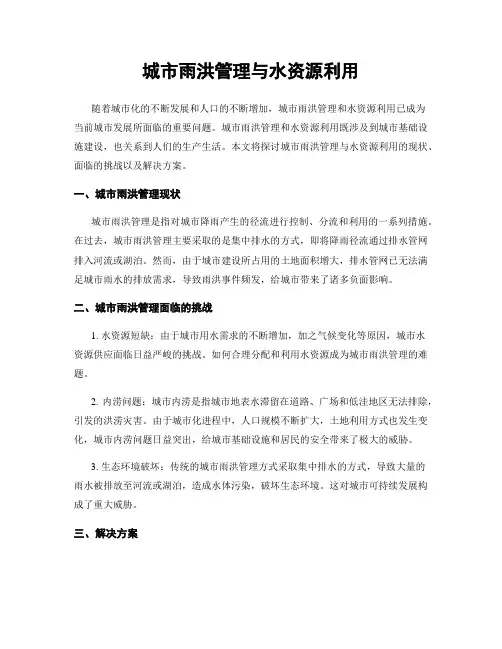 城市雨洪管理与水资源利用