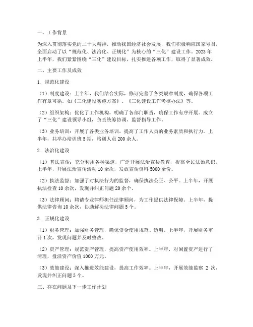 三化建设半年工作总结