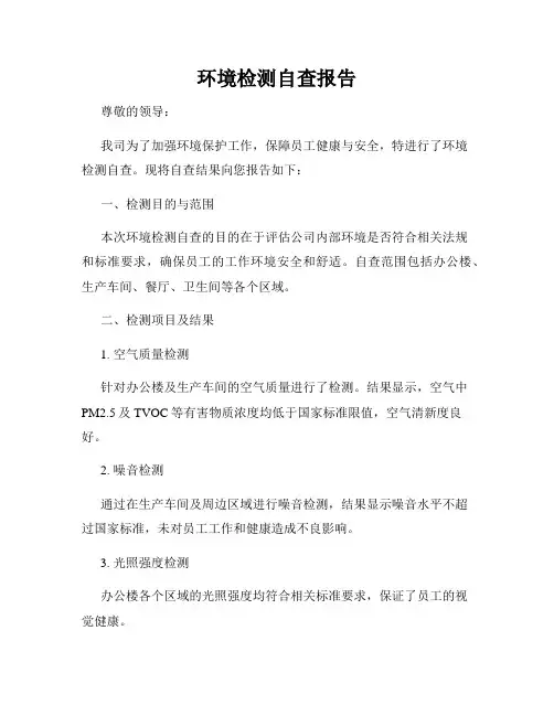 环境检测自查报告