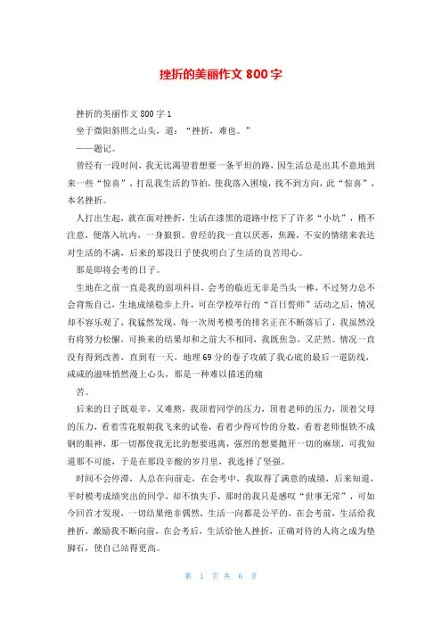 挫折的美丽作文800字