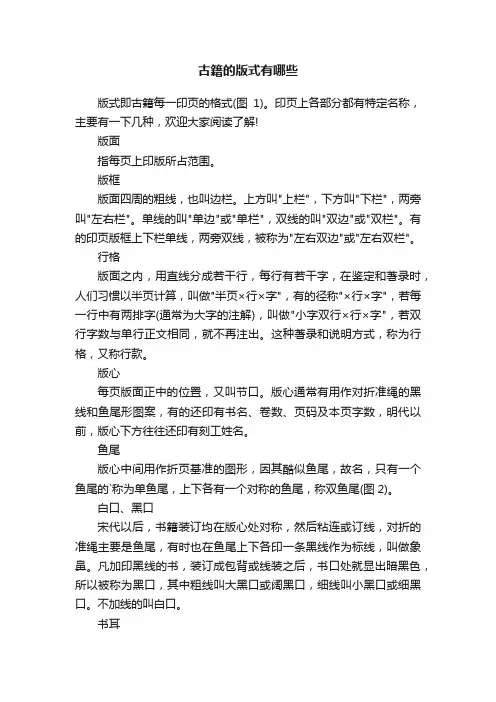 古籍的版式有哪些