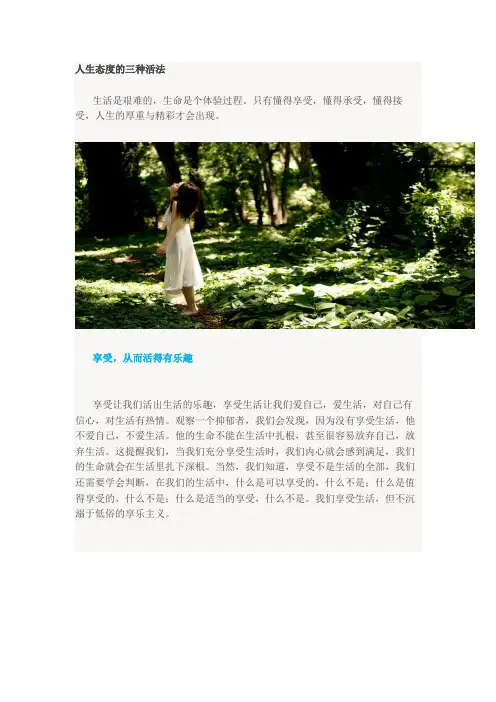 人生态度的三种活法