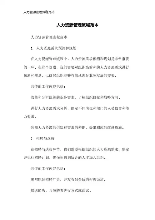 人力资源管理流程范本