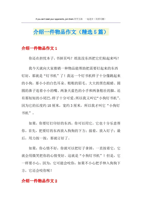 介绍一件物品作文(精选5篇)