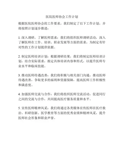 医院医师协会工作计划