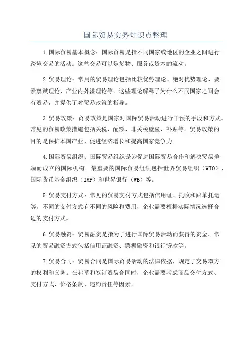 国际贸易实务知识点整理