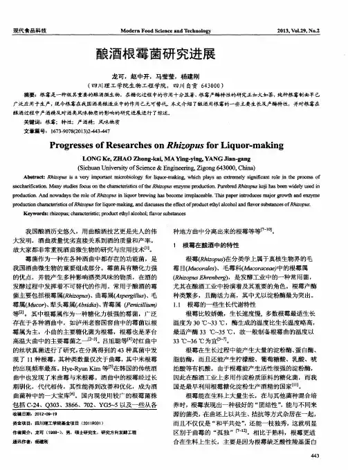 酿酒根霉菌研究进展