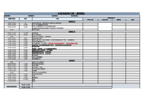 大型活动执行表
