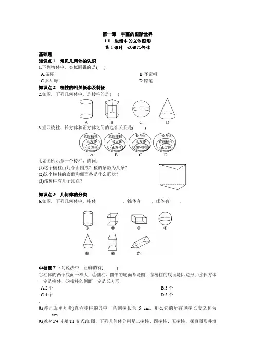 生活中的立体图形(家庭作业)