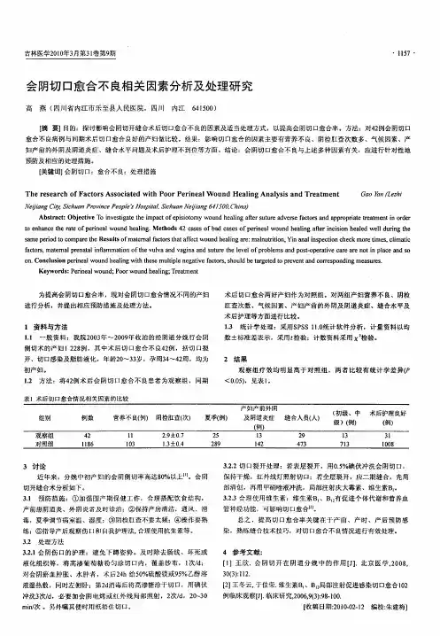 会阴切口愈合不良相关因素分析及处理研究