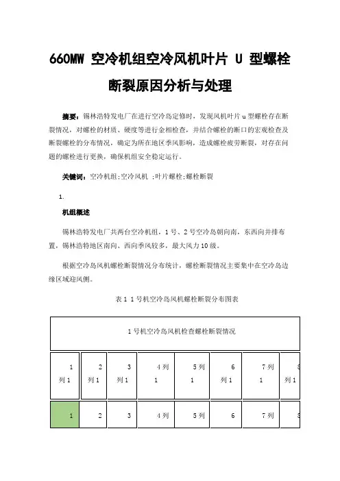 660MW空冷机组空冷风机叶片U型螺栓断裂原因分析与处理