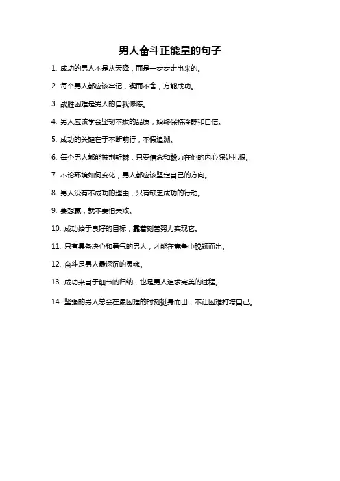 男人奋斗正能量的句子