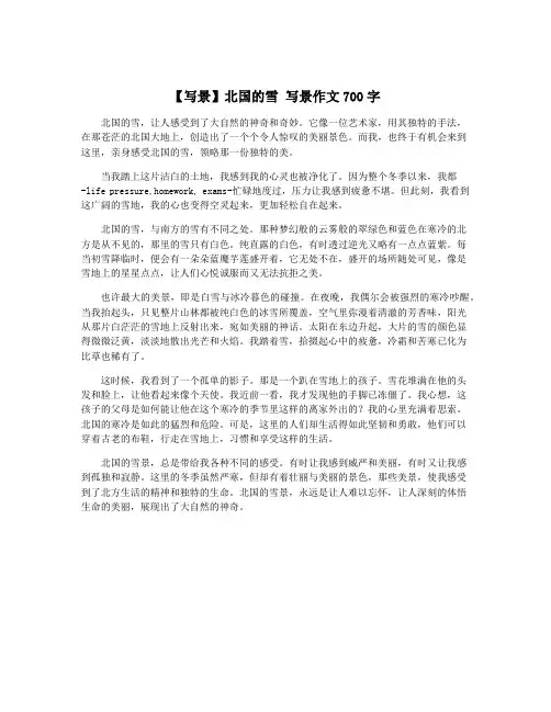 【写景】北国的雪 写景作文700字