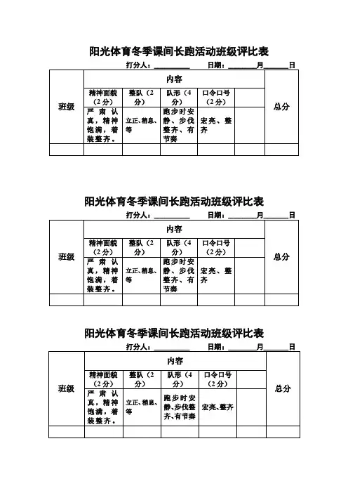 跑操评分表
