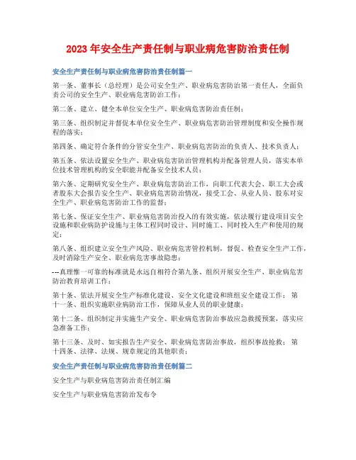 2023年安全生产责任制与职业病危害防治责任制