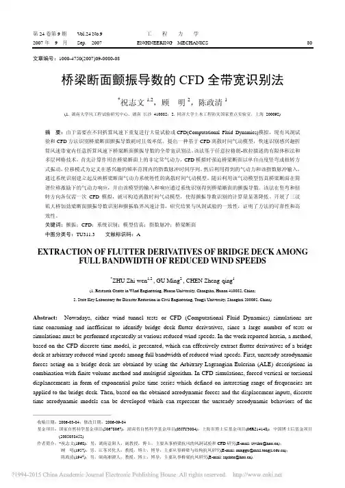 桥梁断面颤振导数的CFD全带宽识别法_祝志文