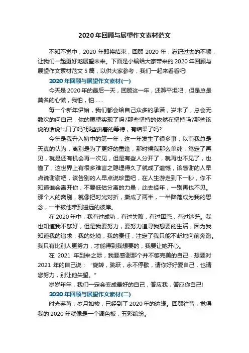 2020年回顾与展望作文素材范文