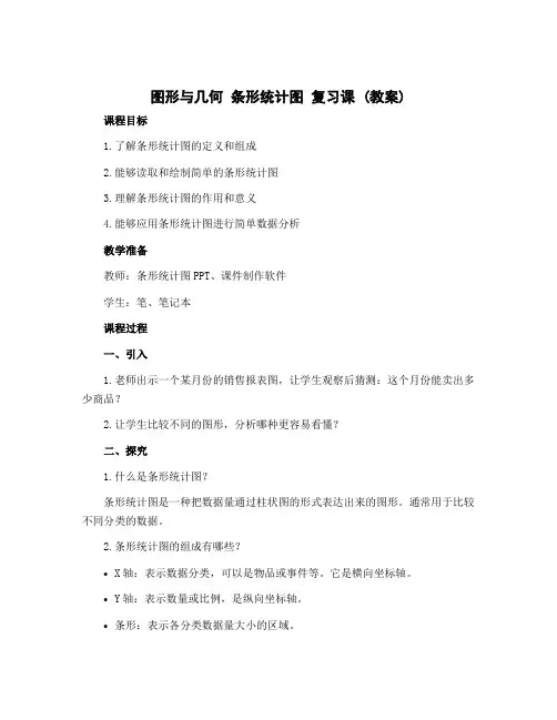 《图形与几何 条形统计图 复习课》(教案)-2021-2022学年数学四年级上册-人教版