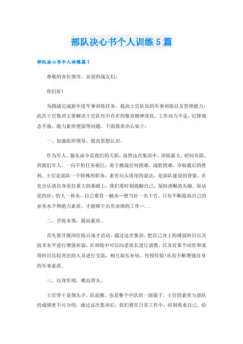 部队决心书个人训练5篇