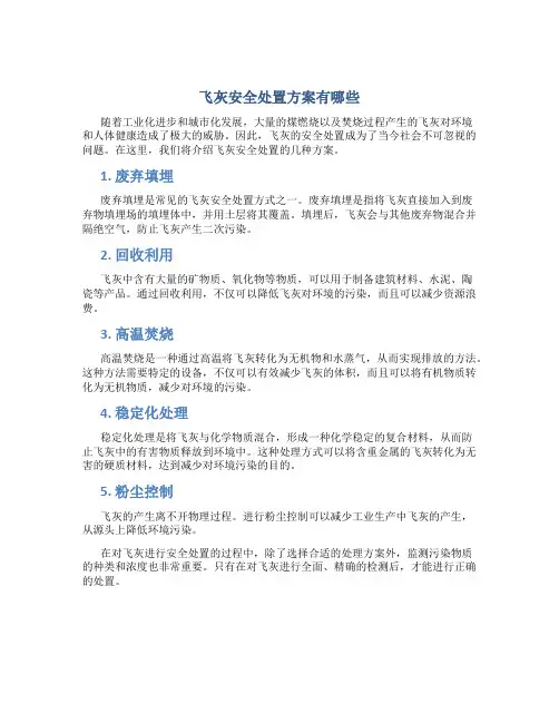 飞灰安全处置方案有哪些