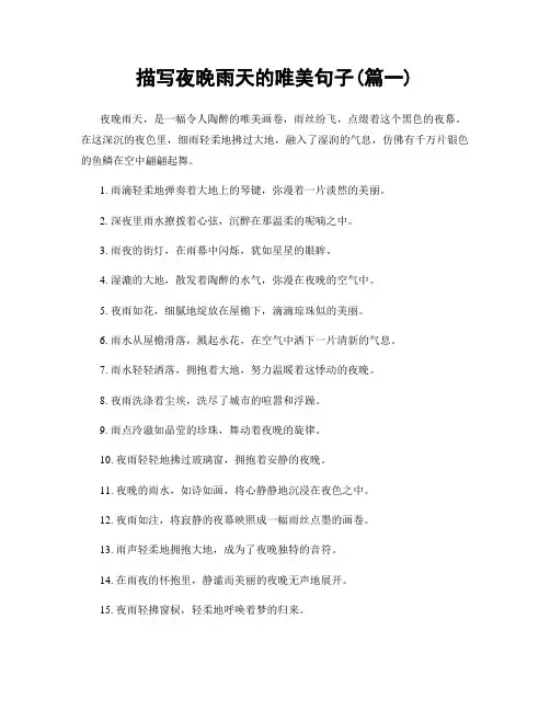 描写夜晚雨天的唯美句子(精选两篇)