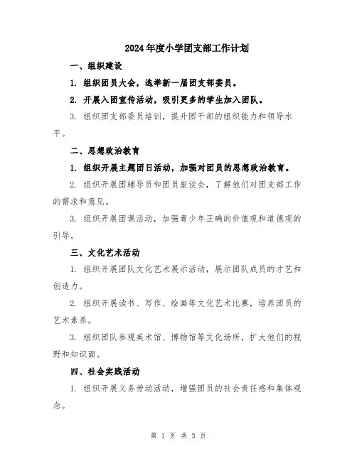 2024年度小学团支部工作计划