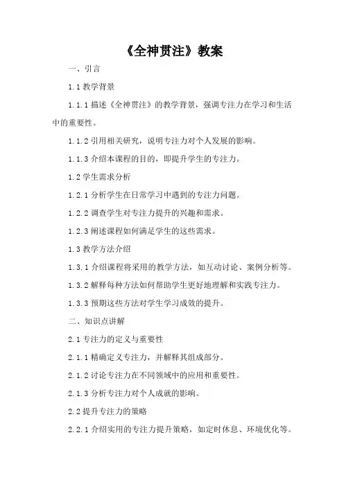 《全神贯注》教案