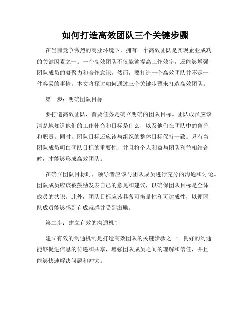 如何打造高效团队三个关键步骤