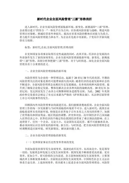 新时代企业全面风险管理“三新”形势浅析