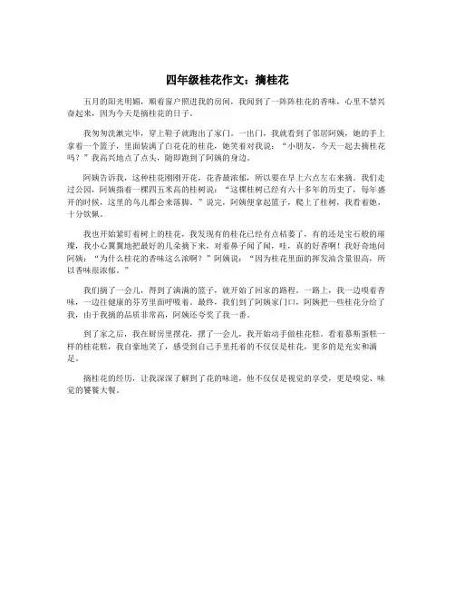 四年级桂花作文：摘桂花
