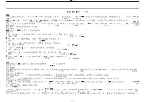 REACH-ROHS-CA65-三对标准对照