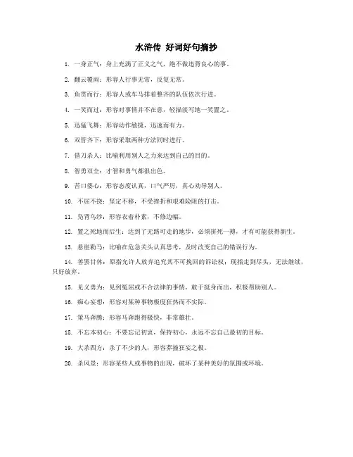 水浒传 好词好句摘抄