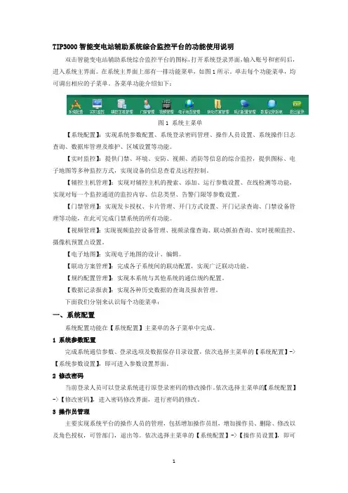 智能变电站辅助系统综合监控平台的功能使用说明