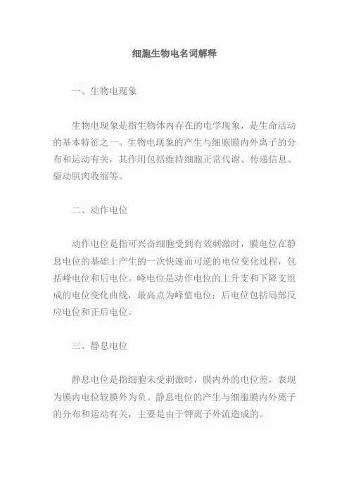 细胞生物电名词解释