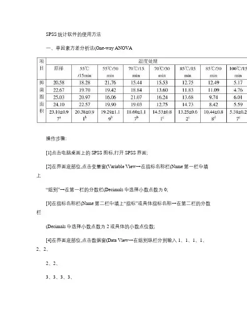 SPSS统计软件的使用方法(精)