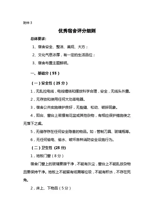 优秀宿舍评分细则解析