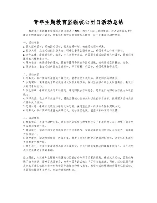 青年主题教育坚强核心团日活动总结